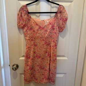Pink floral cap sleeve dress